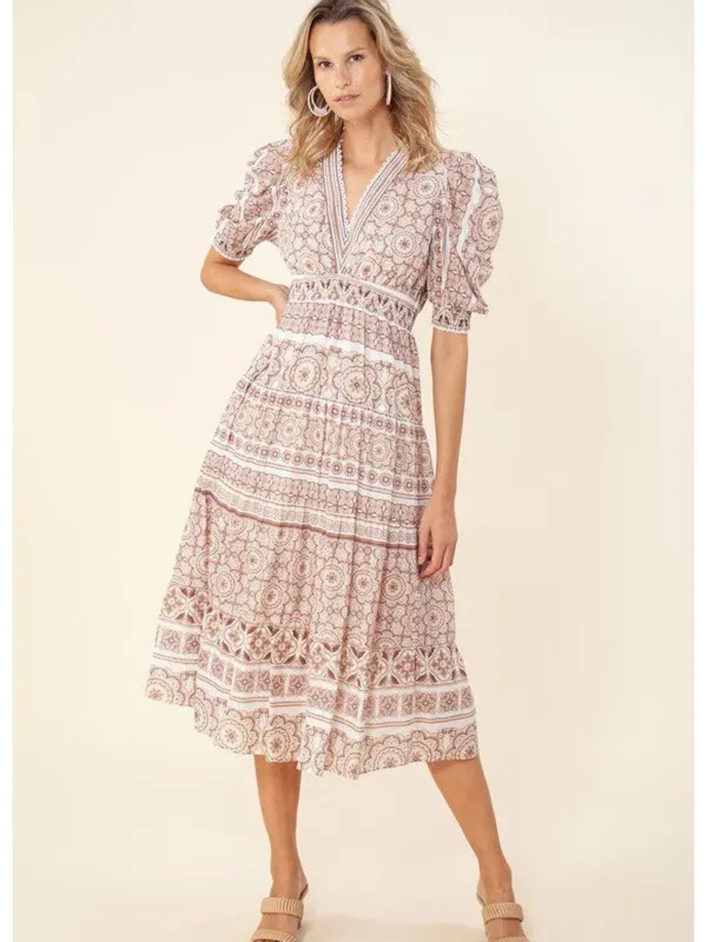 NEW Hale Bob Jessamy tiered floral midi dress